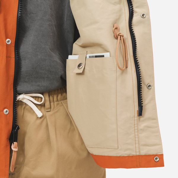 Battenwear Travel Shell Parka V.3 - Orange and Light Beige