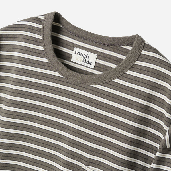 MULTI STRIPE LONG SLEEVE T-SHIRT - HUMUS