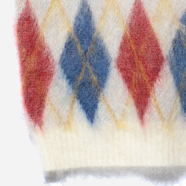 ARGYLE MOHAIR VEST - WHITE/MULTI