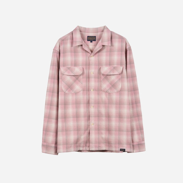 Pendleton Made For Japan Open Collar Shirt - Peach/Ivory