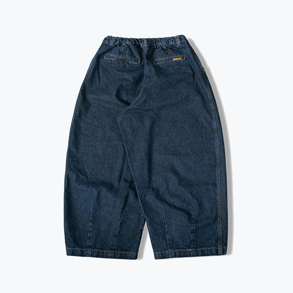 RIGID INDIGO DENIM BALLOON PANTS - DARK BLUE