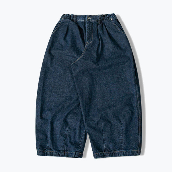 RIGID INDIGO DENIM BALLOON PANTS - DARK BLUE