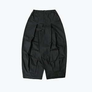 Anglan - UNBALANCE LONG TUCK BALLOON PANTS - BLACK - UNBALANCE LONG TUCK BALLOON PANTS - BLACK - Main Front View