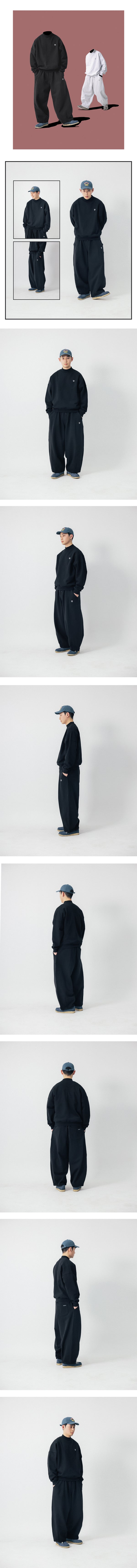 WAPPEN SWEAT BALLOON PANTS - BLACK