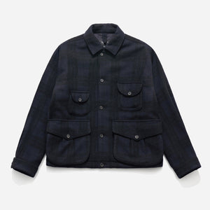 Eastlogue - TRAPPER JACKET - NAVY CHECK WOOL -  - Main Front View
