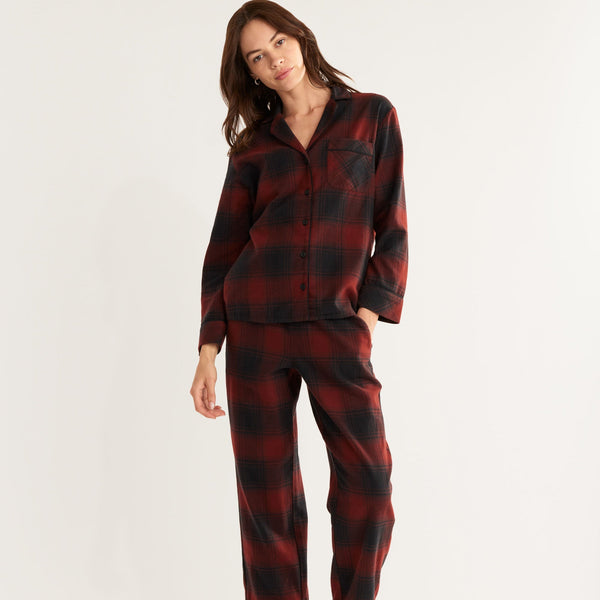 WOMENS PJ SET - RED/BLACK OMBRE