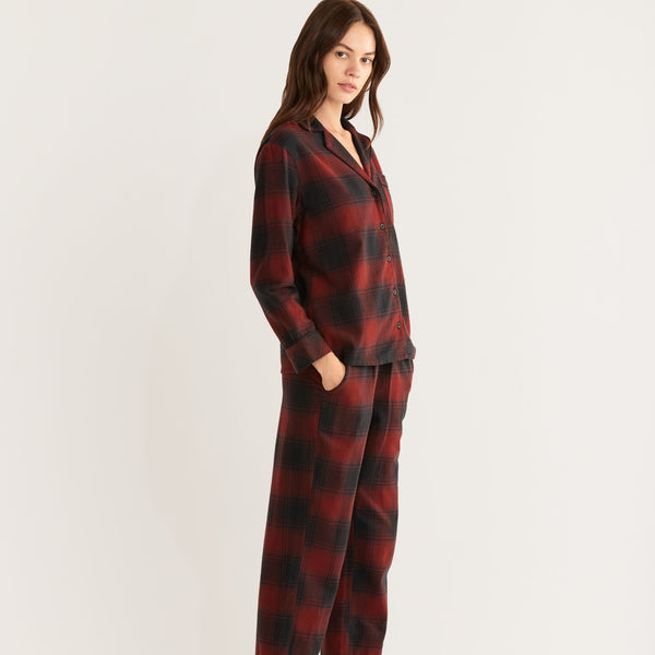 WOMENS PJ SET - RED/BLACK OMBRE