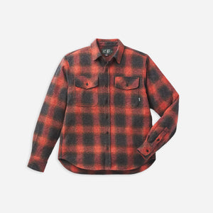 Danner - Danner Cedar Mill Flannel Shirt Buffalo Plaid - A long-sleeve button-up flannel shirt in a red and black buffalo plaid pattern, featuring two buttoned chest pockets, displayed on a light gray background. - Main Front View