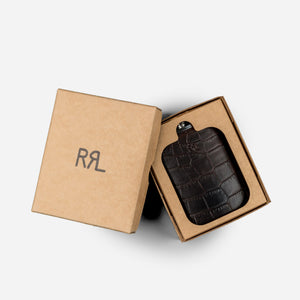 Double RL By Ralph Lauren - VINTAGE DRINKING FLASK WITH LEATHER CASE  - SILVER/BLACK -  - Alternative View 1