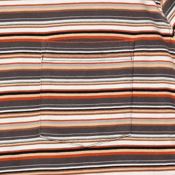 MULTI STRIPE POCKET T-SHIRT - GREY/WHITE-ORANGE
