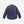 Load image into Gallery viewer, A dark blue denim long-sleeve shirt shown from the back, featuring contrast stitching and a curved hem, laid flat against a light gray background.
