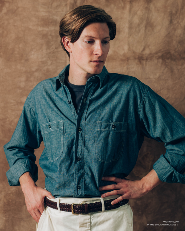 VINTAGE CHAMBRAY WORK SHIRT - INDIGO BLUE