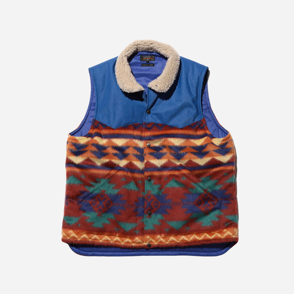 Beams Plus Ridgeway Puffer Vest Blanket Shaggy - Blue
