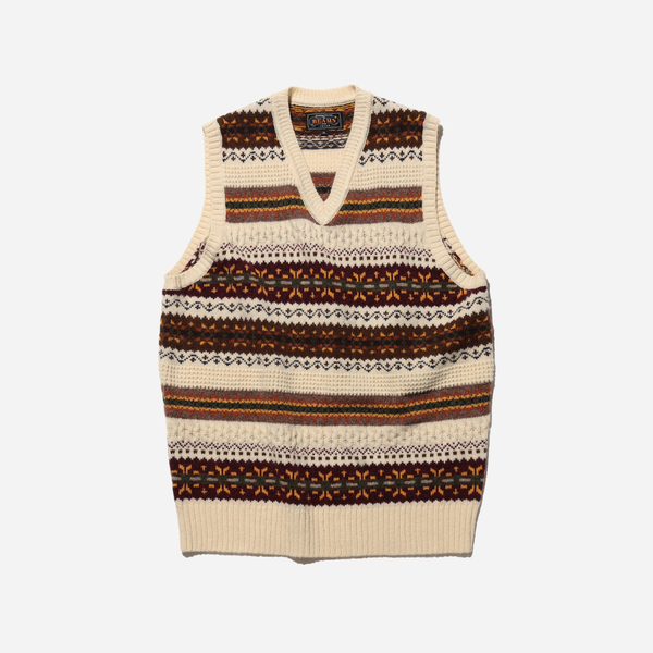 Beams Plus Fair Isle Knit Vest - Beige