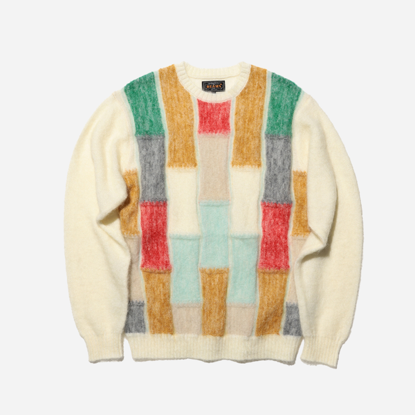 Beams Plus Crew Color Block - White
