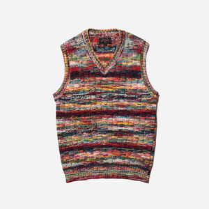 Beams+ - Beams Plus Cable Knit Vest Kasuri - Red -  - Main Front View