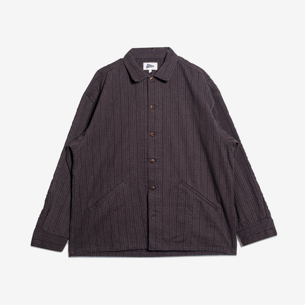 LEON COACH JACKET - BROWN/NAVY STRIPE