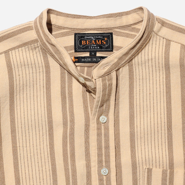 BAND PULLOVER INDIAN OXFORD SHIRT - STRIPE BROWN