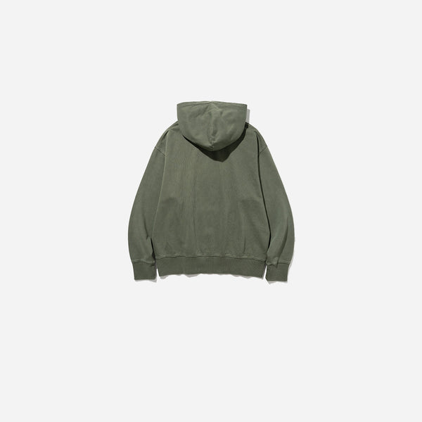 BASIC DYEING POP OVER HOODIE - OLIVE