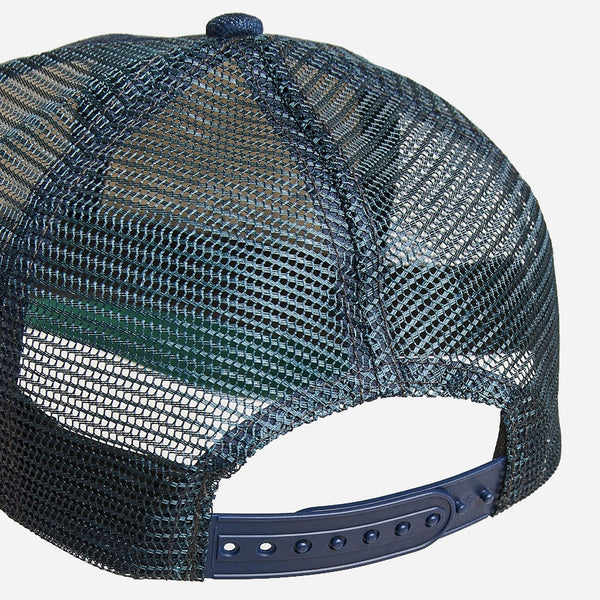 MESH DENIM TRUCKER CAP - INDIGO