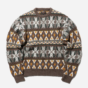 Beams+ - FAIRISLE PATTERN KNIT - BROWN -  - Main Front View