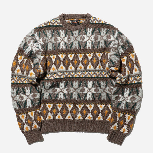 FAIRISLE PATTERN KNIT - BROWN