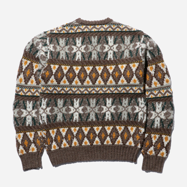 FAIRISLE PATTERN KNIT - BROWN