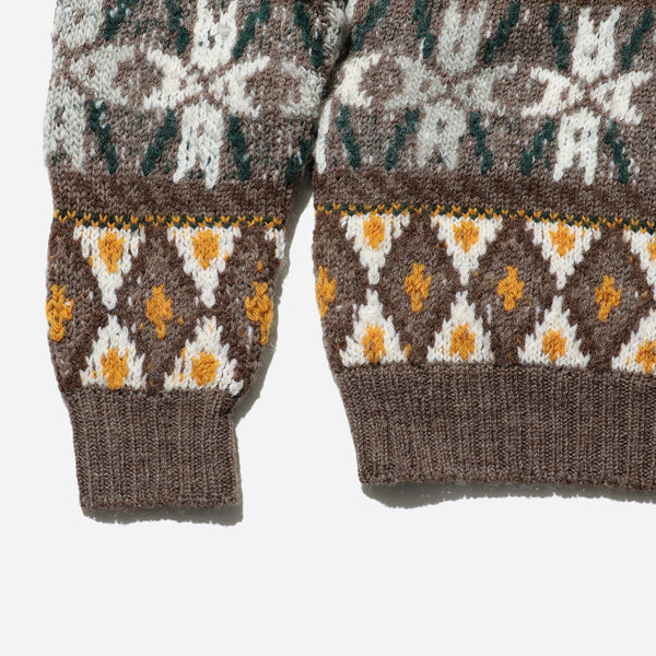 FAIRISLE PATTERN KNIT - BROWN