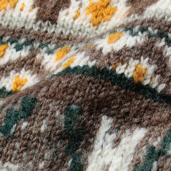 FAIRISLE PATTERN KNIT - BROWN