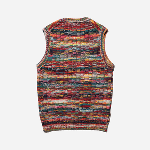 Beams+ - Beams Plus Cable Knit Vest Kasuri - Red -  - Alternative View 1