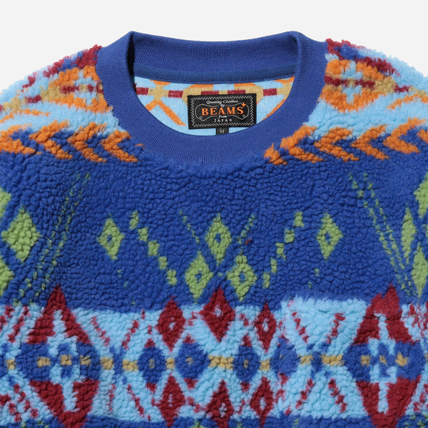 Beams Plus Crew Boa Jacquard - Blue