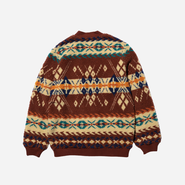 Beams Plus Cardigan Boa Jacquard - Brown