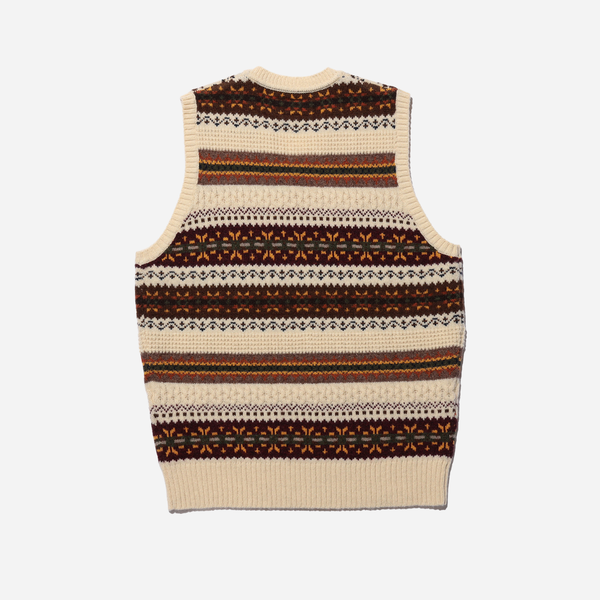 Beams Plus Fair Isle Knit Vest - Beige