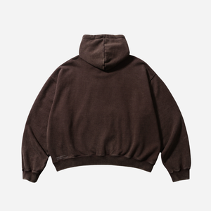 Anglan - Anglan Heavyweight Washed Hoodie - Brown -  - Alternative View 1
