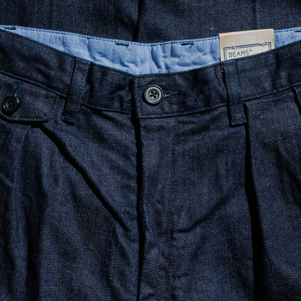 Beams Plus 2 Pleats Tapered Denim - Indigo