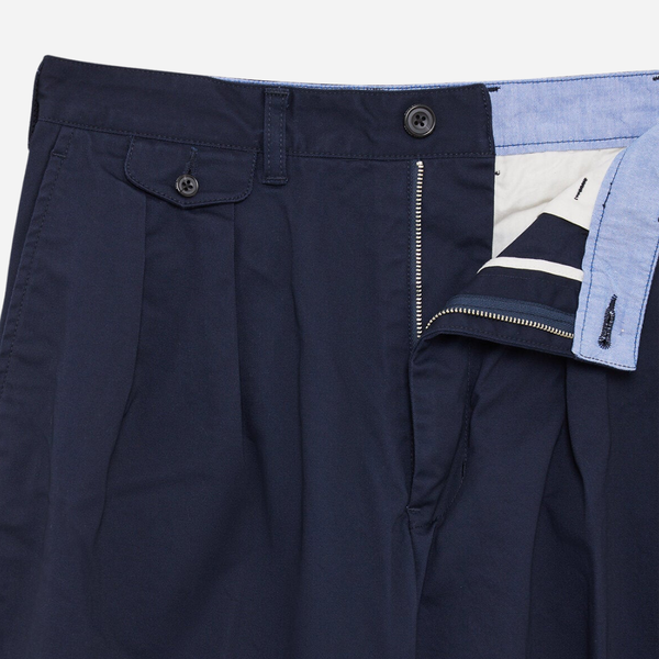 Beams Plus 2 Pleats Tapered Twill - Navy
