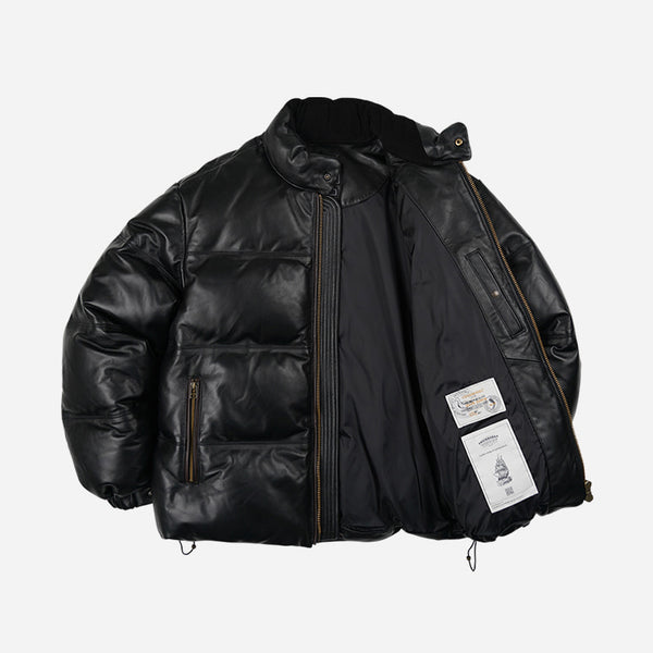 SNOWDON LEATHER DOWN JACKET - BLACK