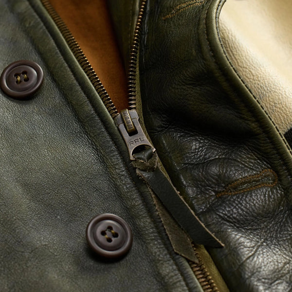 RAYMOND LEATHER FLIGHT JACKET - VINTAGE OLIVE