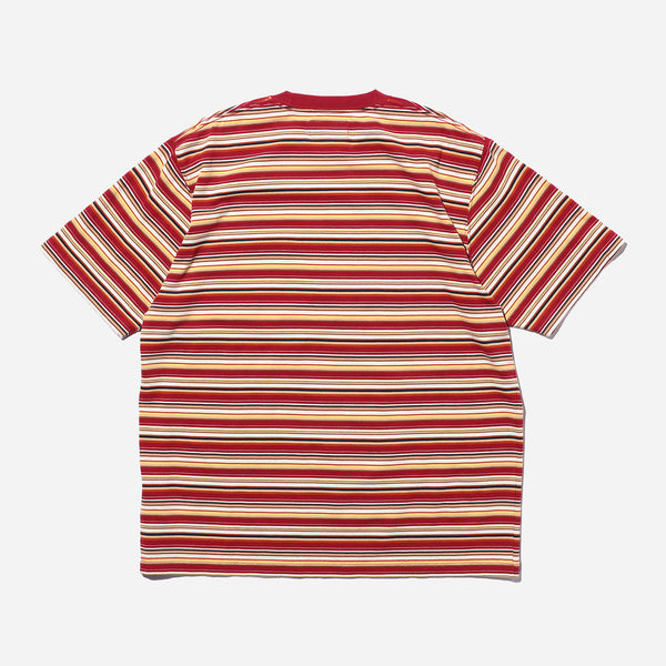MULTI STRIPE POCKET T-SHIRT - RED/WHITE-YELLOW
