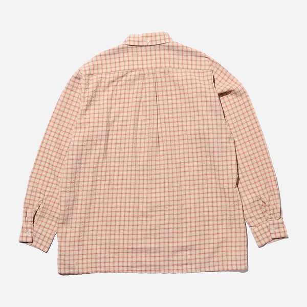 OPEN B.D SEERSUCKER PLAID SHIRT - RED/OFF WHITE