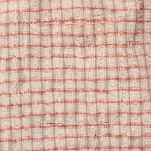 OPEN B.D SEERSUCKER PLAID SHIRT - RED/OFF WHITE