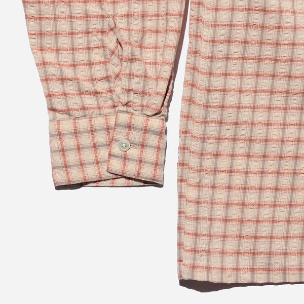 OPEN B.D SEERSUCKER PLAID SHIRT - RED/OFF WHITE