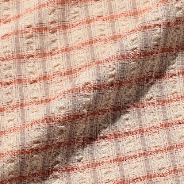 OPEN B.D SEERSUCKER PLAID SHIRT - RED/OFF WHITE
