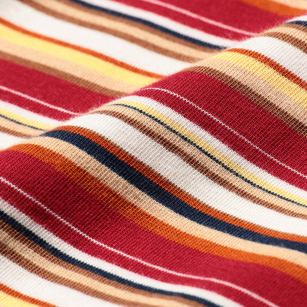 MULTI STRIPE POCKET T-SHIRT - RED/WHITE-YELLOW