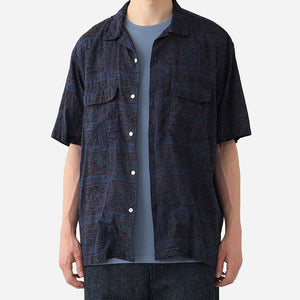 Pilgrim Surf + Supply - SAM BATIK SUMMER SHIRT - NAVY -  - Main Front View