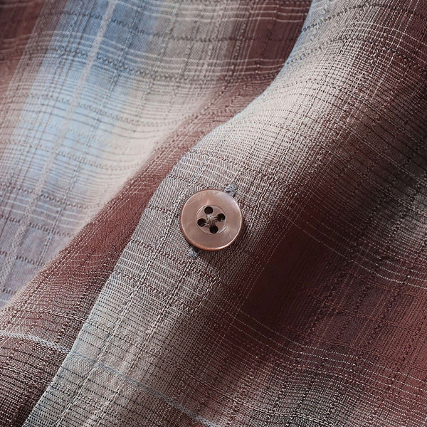 BENSON DOBBY CHECKED OMBRE SHIRT - BROWN