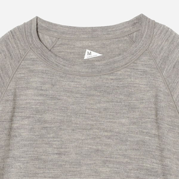 GEOFFREY WOOL RAGLAN L/S T-SHIRT - HEATHER GREY