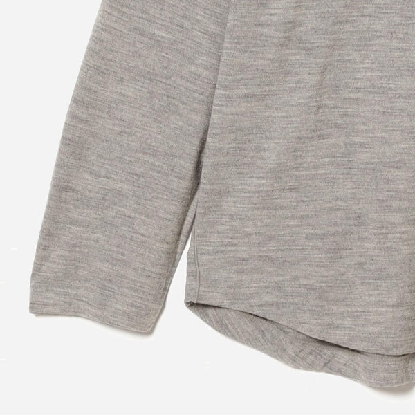 GEOFFREY WOOL RAGLAN L/S T-SHIRT - HEATHER GREY