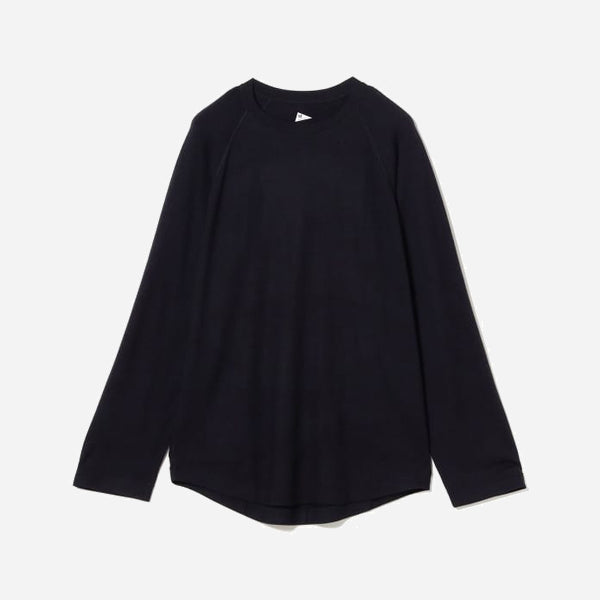 GEOFFREY WOOL RAGLAN L/S T-SHIRT - NAVY