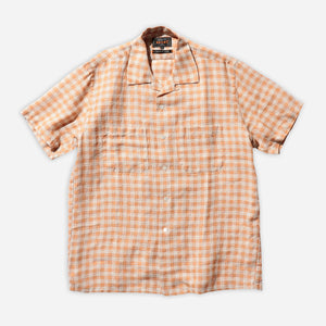Beams+ - PANAMA LINEN PLAID SHIRT - BROWN -  - Main Front View